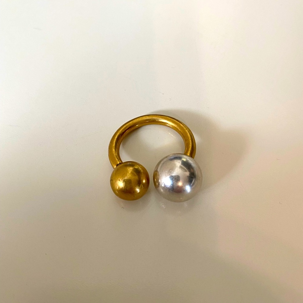 Madewell brass and silver ring, size 6